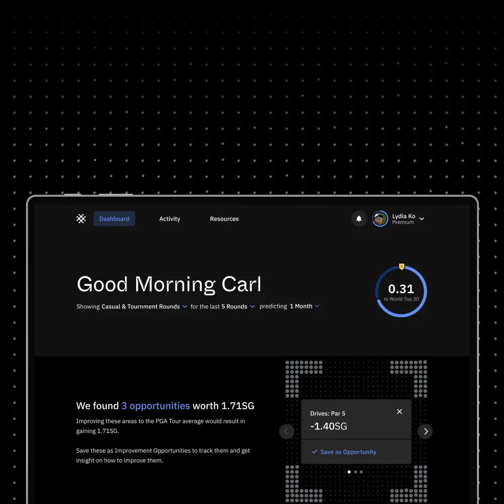 Professional golf training platform for elite players and coaches.